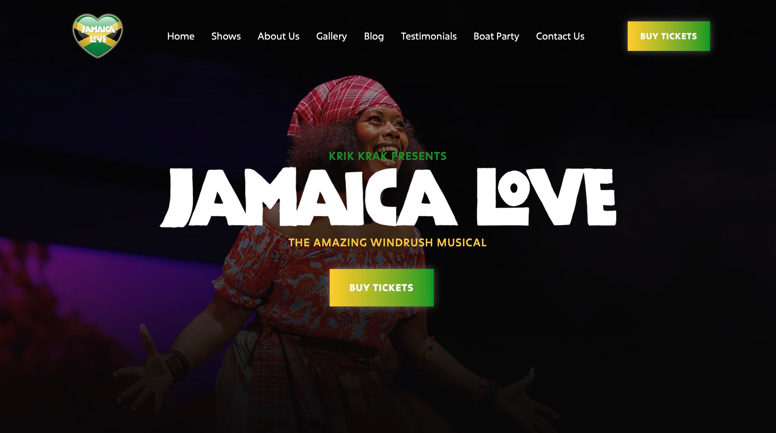 Screenshot of the Jamaica Love website